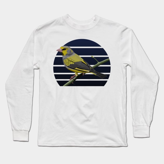 jz.birds Greenfinch Bird Animal Art Long Sleeve T-Shirt by jzbirds